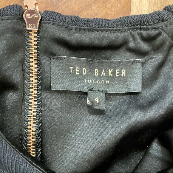 Ted Baker London Frinca Dress Black Fit & Flare Skater Knit Mini Size 4 US 10 - Picture 11 of 16